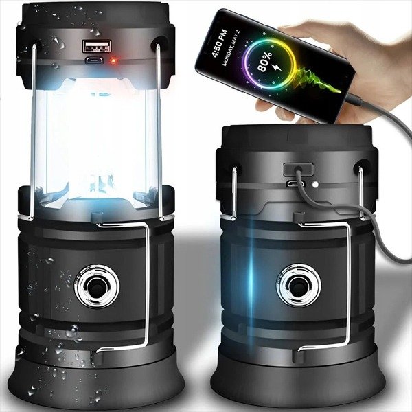 مصباح الطاقة الشمسية بروجيكتور ليلي وشاحن هاتف